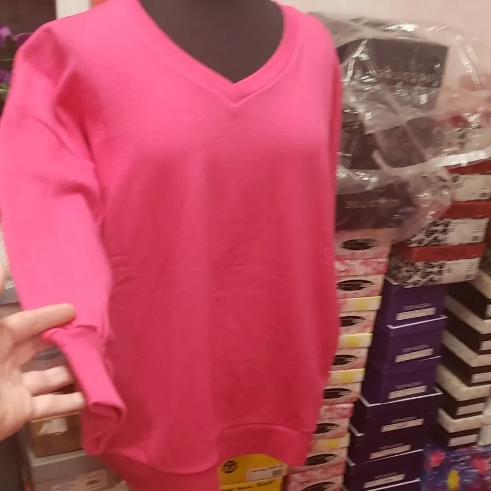 Sold @karabiel123 Stasia Plus Size 2x18-20 Pullover front pocket Pink Sweatshirt - Picture 8 of 10